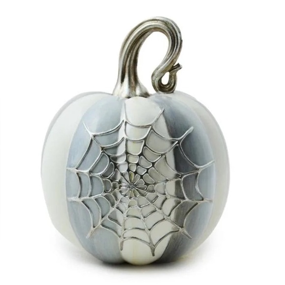 Mackenzie Childs Sterling Stripe Spider Web Pumpkin NEW
